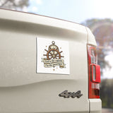 Religious Nautical Car Magnet — "God is the captain. I'm the passenger." Steering Wheel Design