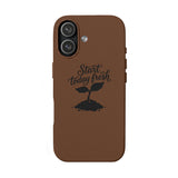 Engraved PU Leather Phone Case — "Start Today Fresh" Seedling Design