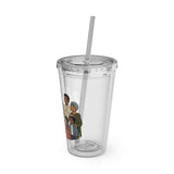 Christian Jesus with Children Tumbler — 16oz Clear Travel Cup with Straw