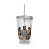 Christian Jesus with Children Tumbler — 16oz Clear Travel Cup with Straw
