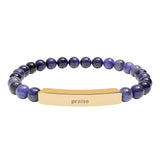 Engravable Natural Stone Stretch Bar Bracelet — Personalized Beaded Bar Bracelet