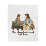 Velveteen Blanket — "There Is No Judgement With Jesus" Christian Inspirational Throw