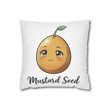 Mustard Seed Cute Kawaii Pillowcase — Square Decorative Throw Pillow Cover