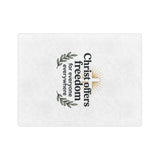 Christian Freedom Microfiber Blanket — "Christ offers freedom for everyone everywhere"