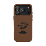Engraved PU Leather Phone Case — "Start Today Fresh" Seedling Design