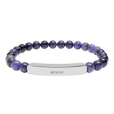 Engravable Natural Stone Stretch Bar Bracelet — Personalized Beaded Bar Bracelet