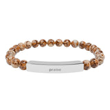 Engravable Natural Stone Stretch Bar Bracelet — Personalized Beaded Bar Bracelet