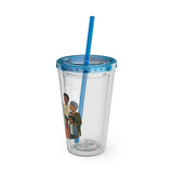 Christian Jesus with Children Tumbler — 16oz Clear Travel Cup with Straw