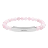 Engravable Natural Stone Stretch Bar Bracelet — Personalized Beaded Bar Bracelet
