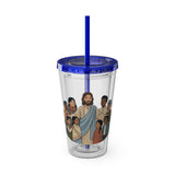 Christian Jesus with Children Tumbler — 16oz Clear Travel Cup with Straw