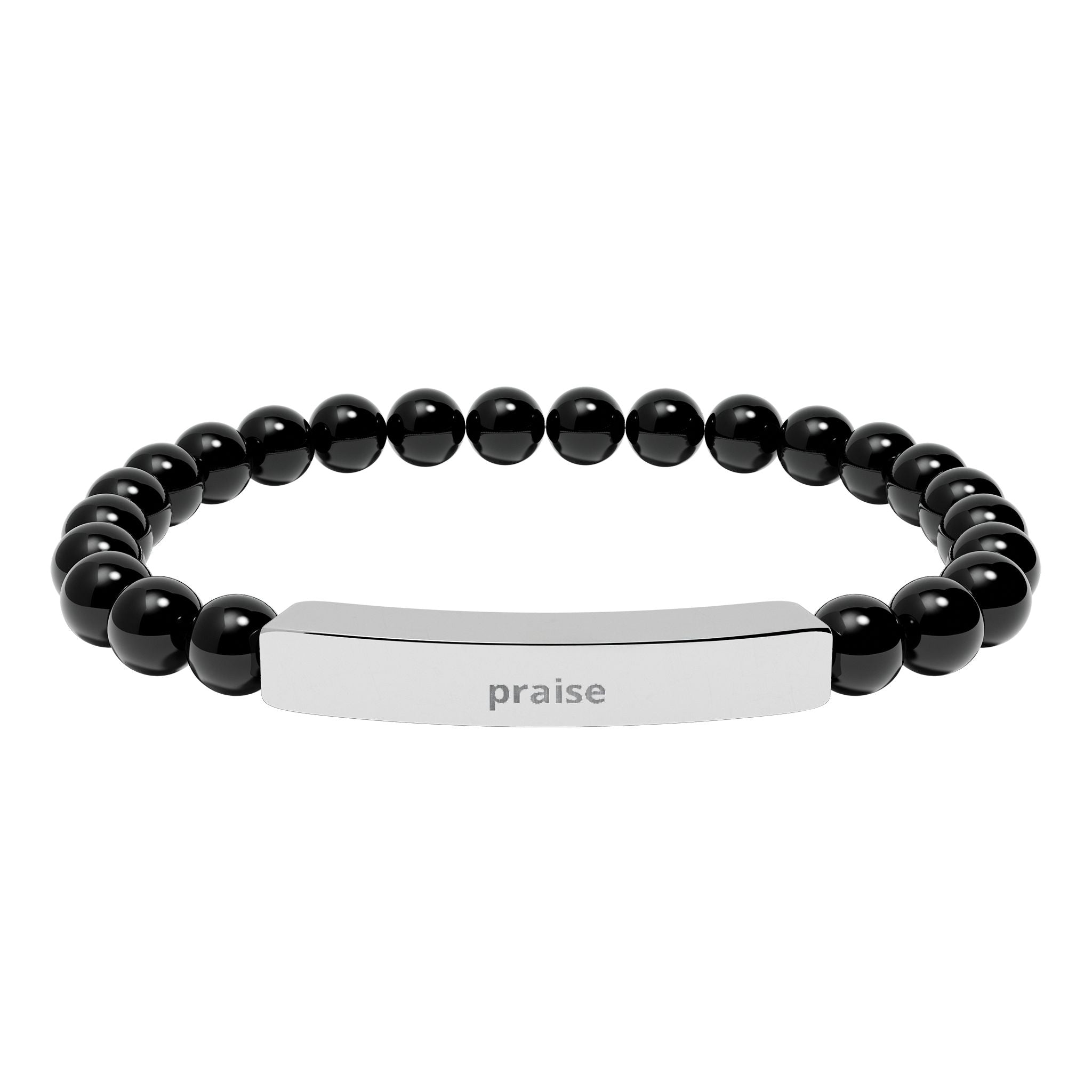 Engravable Natural Stone Stretch Bar Bracelet — Personalized Beaded Bar Bracelet