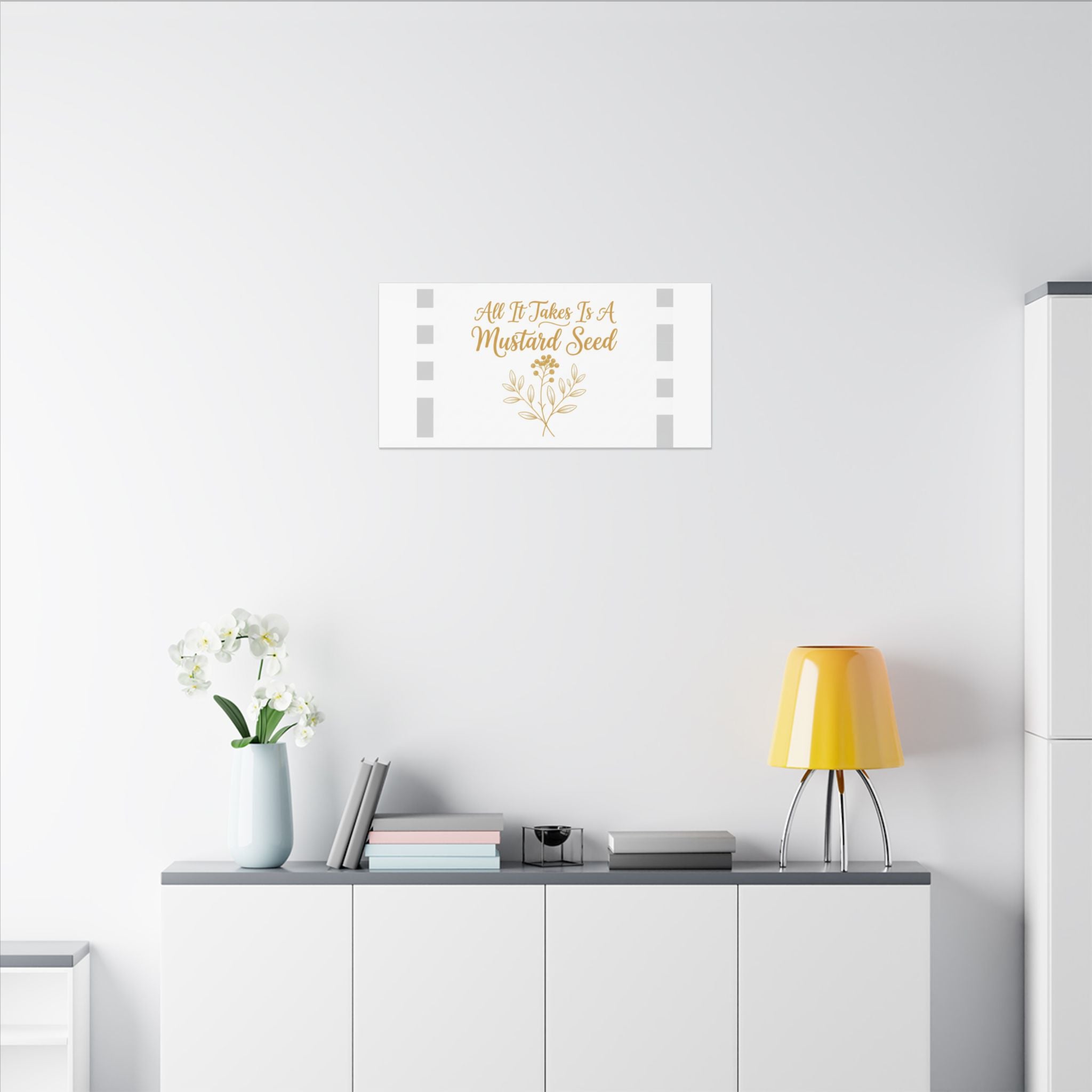 Matte Canvas Wall Art — "All It Takes Is A Mustard Seed" Inspirational Quote Print
