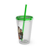 Christian Jesus with Children Tumbler — 16oz Clear Travel Cup with Straw