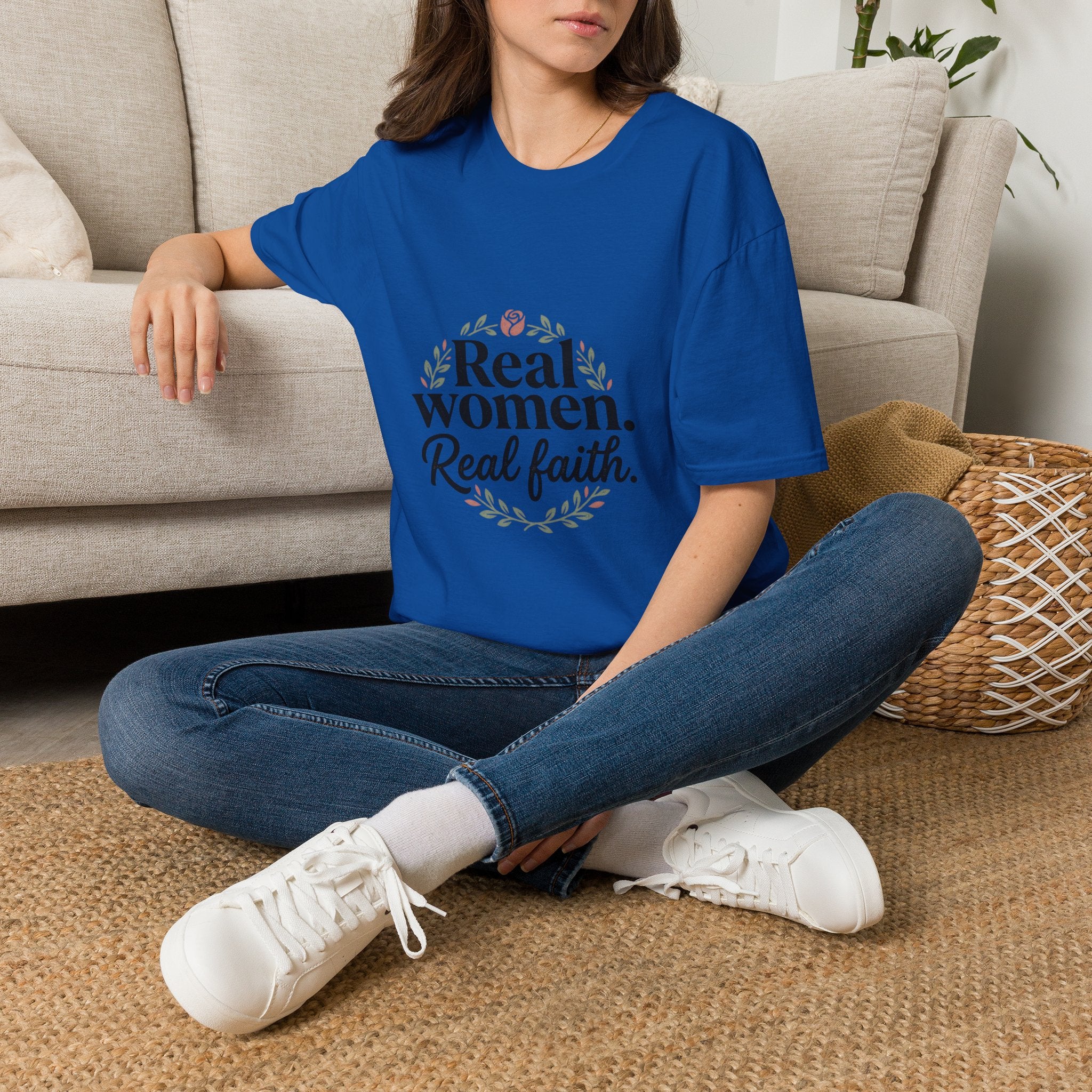 Real Women. Real Faith. T-Shirt — Floral Feminine Christian Tee