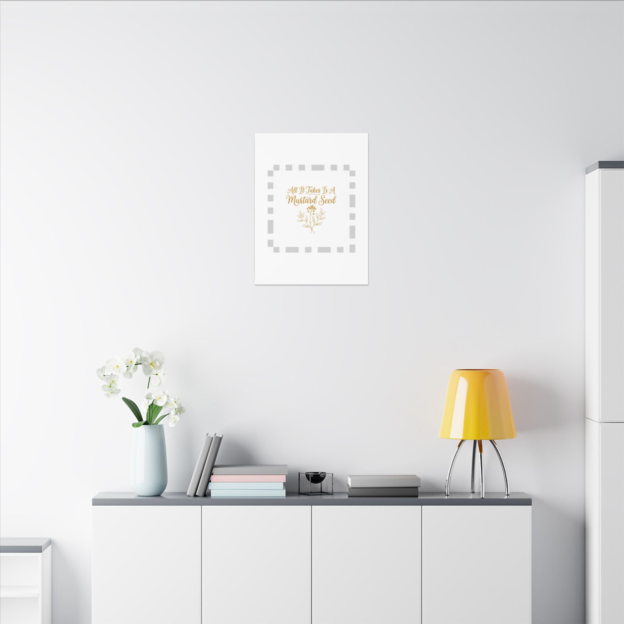 Matte Canvas Wall Art — "All It Takes Is A Mustard Seed" Inspirational Quote Print