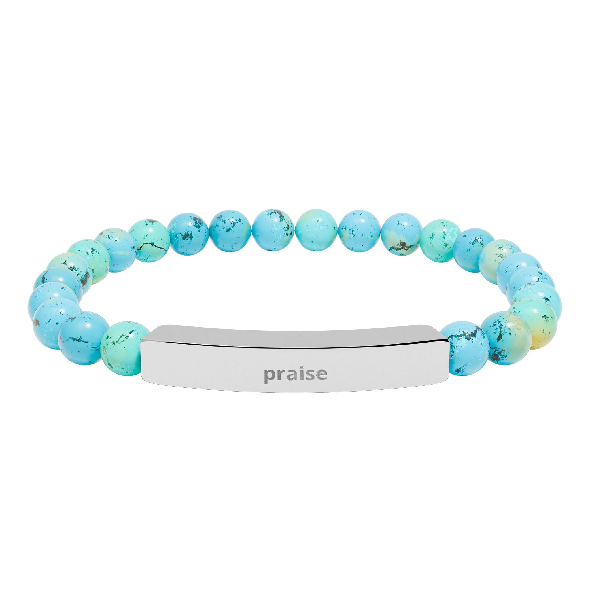 Engravable Natural Stone Stretch Bar Bracelet — Personalized Beaded Bar Bracelet