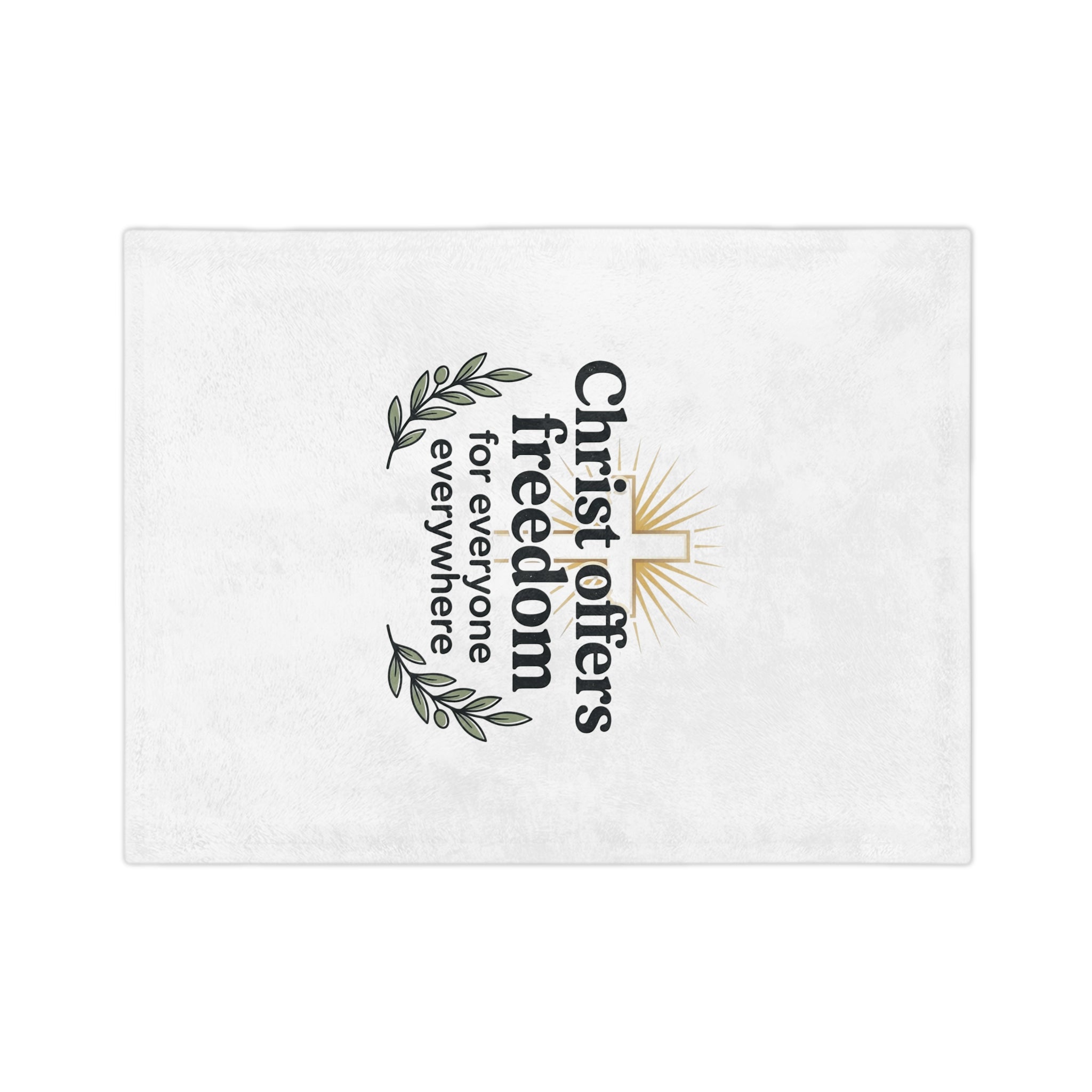 Christian Freedom Velveteen Blanket – "Christ Offers Freedom for Everyone Everywhere" Microfiber Throw