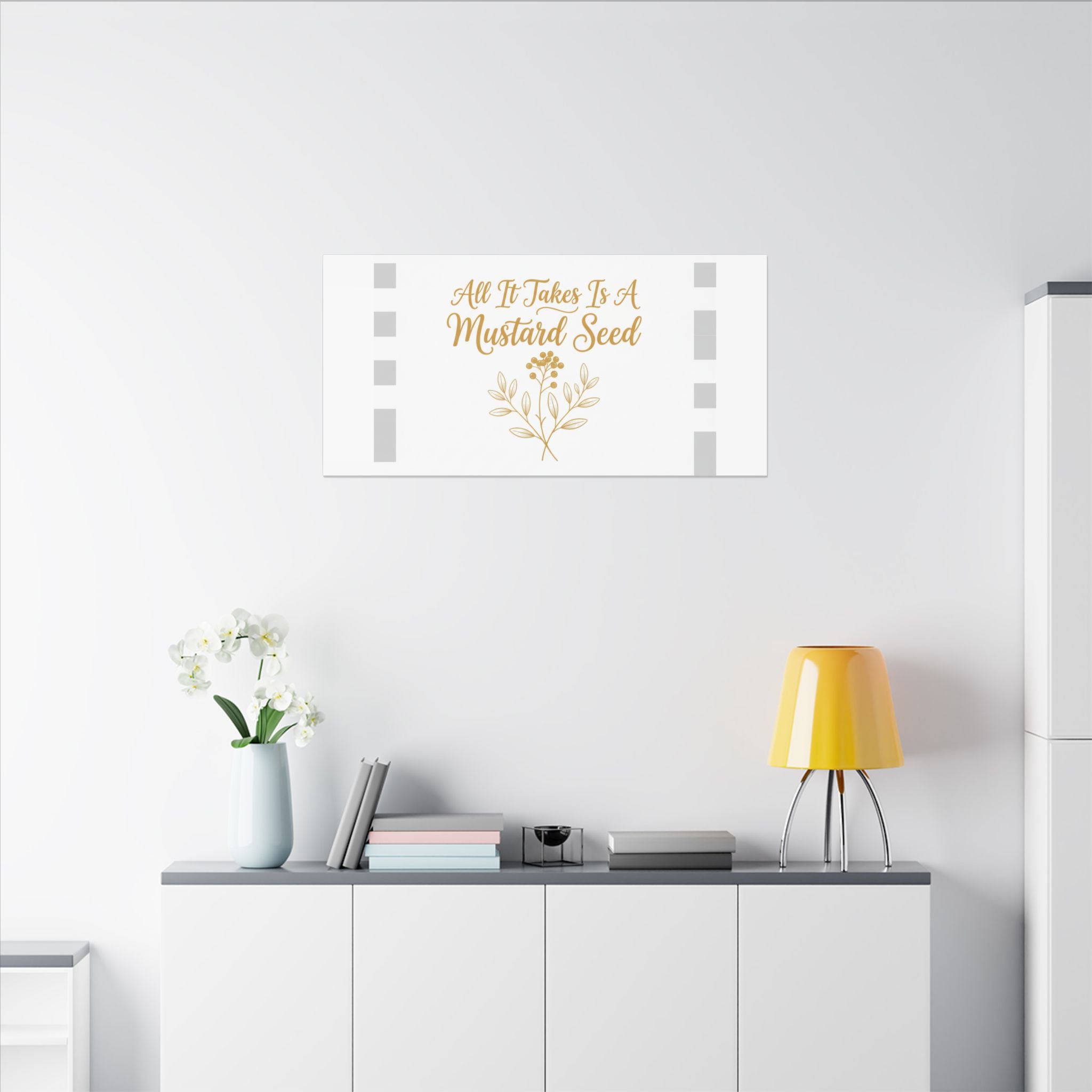 Matte Canvas Wall Art — "All It Takes Is A Mustard Seed" Inspirational Quote Print