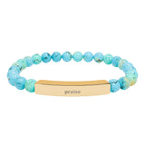 Engravable Natural Stone Stretch Bar Bracelet — Personalized Beaded Bar Bracelet