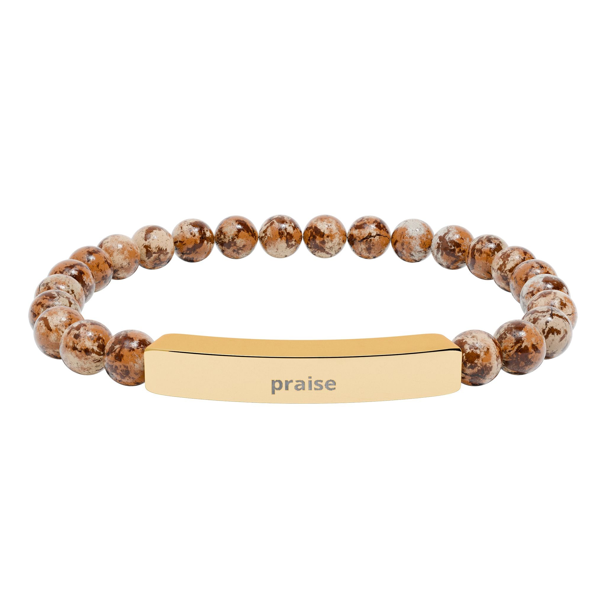 Engravable Natural Stone Stretch Bar Bracelet — Personalized Beaded Bar Bracelet