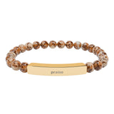 Engravable Natural Stone Stretch Bar Bracelet — Personalized Beaded Bar Bracelet