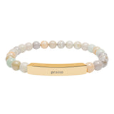 Engravable Natural Stone Stretch Bar Bracelet — Personalized Beaded Bar Bracelet