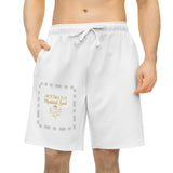 Athletic Shorts — "With God’s Help I Will Stand" Gold Script Pocket Design
