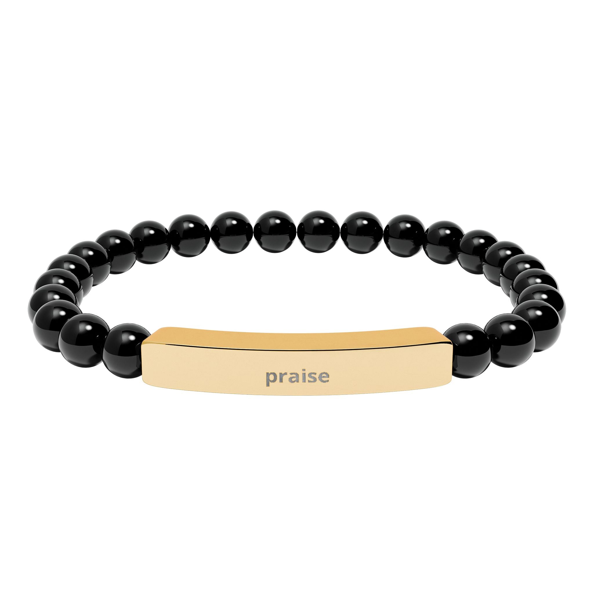 Engravable Natural Stone Stretch Bar Bracelet — Personalized Beaded Bar Bracelet