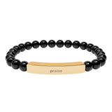 Engravable Natural Stone Stretch Bar Bracelet — Personalized Beaded Bar Bracelet