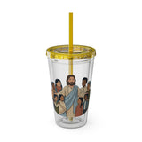 Christian Jesus with Children Tumbler — 16oz Clear Travel Cup with Straw