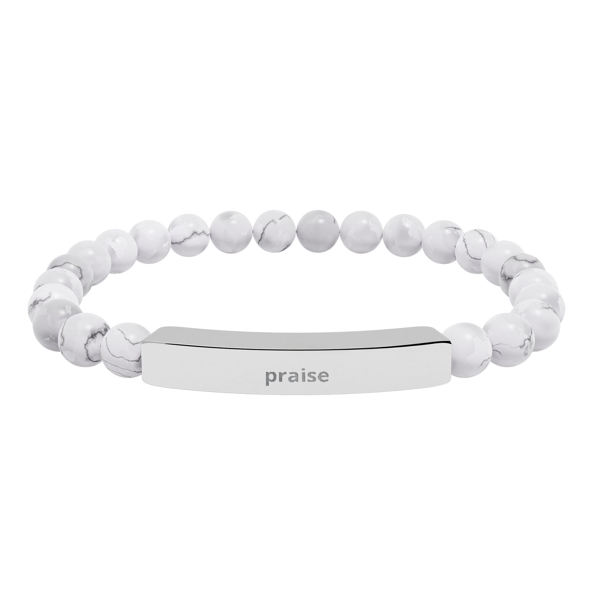 Engravable Natural Stone Stretch Bar Bracelet — Personalized Beaded Bar Bracelet