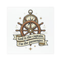 Religious Nautical Car Magnet — "God is the captain. I'm the passenger." Steering Wheel Design