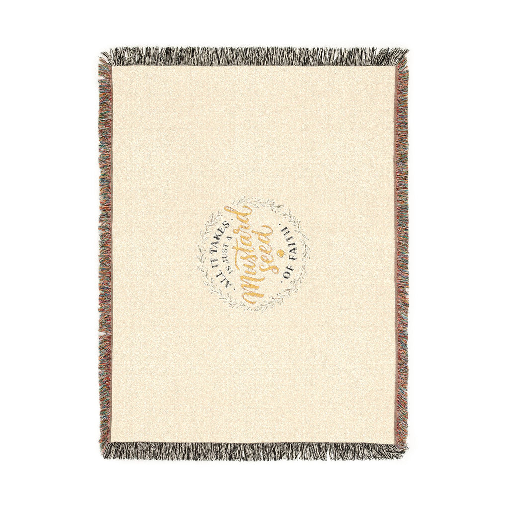 Woven Blanket - "Mustard Seed" Inspirational Fringe Throw