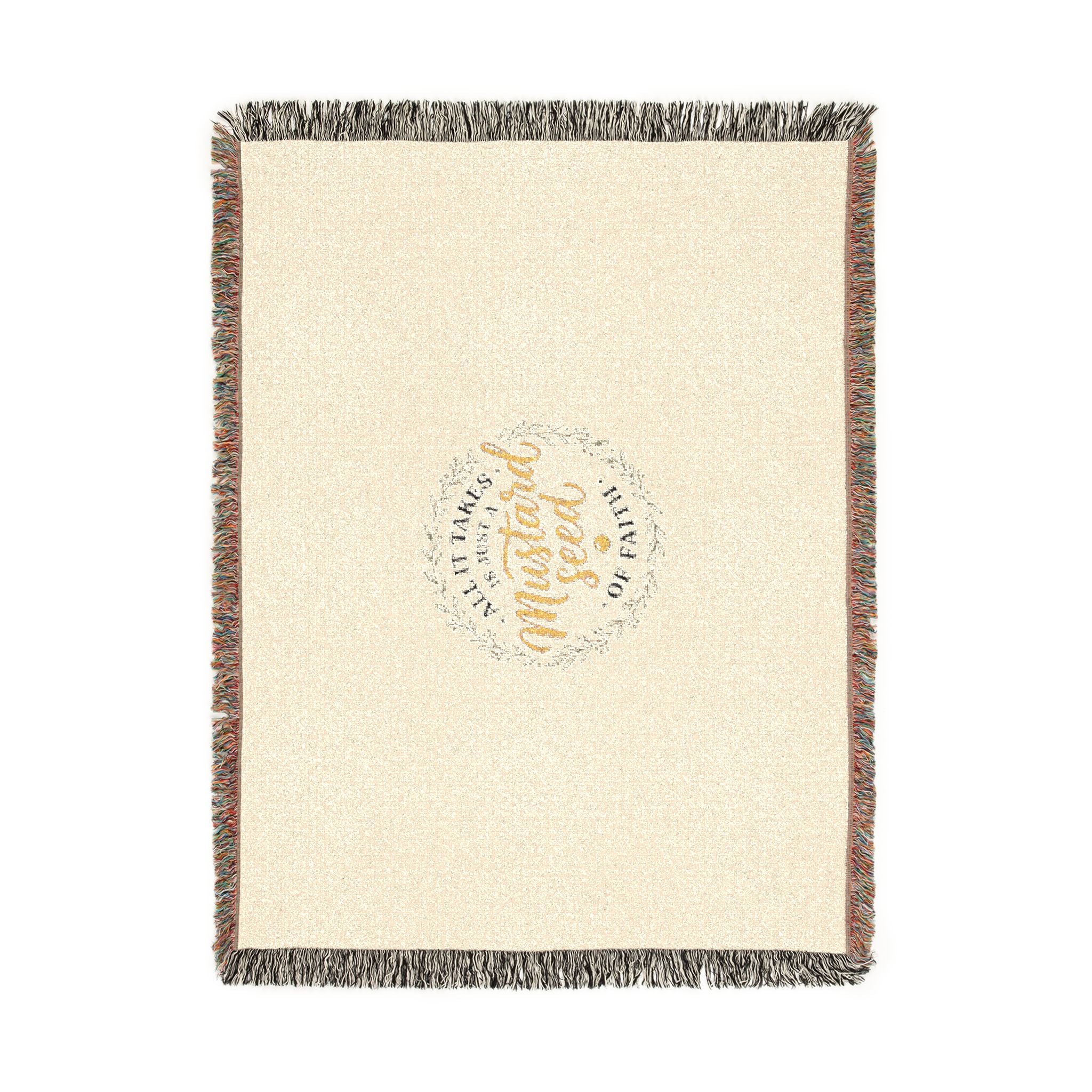 Woven Blanket - "Mustard Seed" Inspirational Fringe Throw