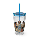 Christian Jesus with Children Tumbler — 16oz Clear Travel Cup with Straw