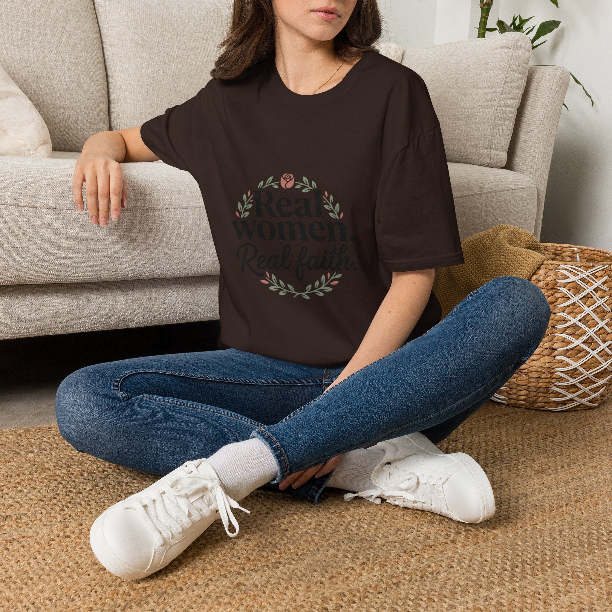 Real Women. Real Faith. T-Shirt — Floral Feminine Christian Tee