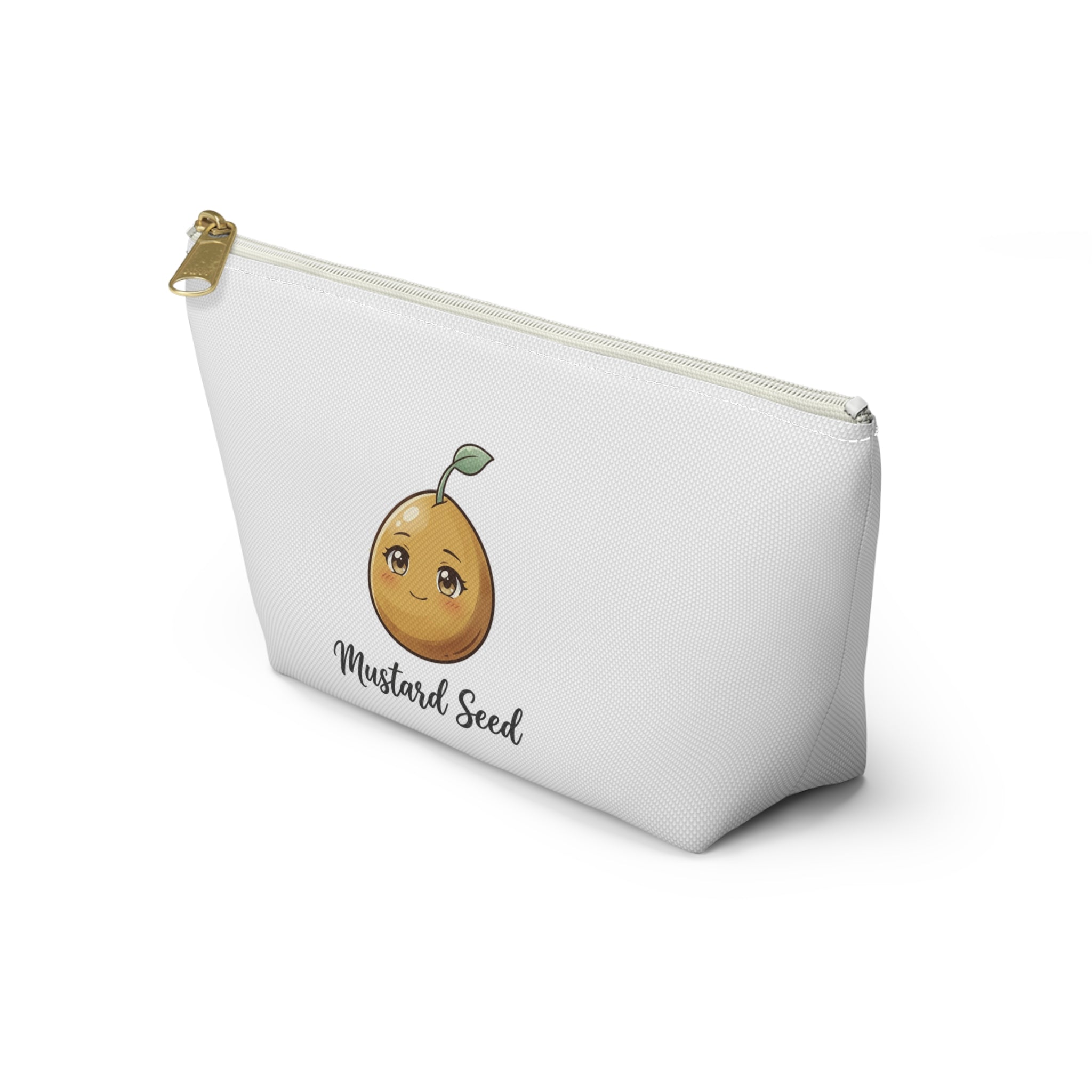 Mustard Seed Cute Seedling Accessory Pouch — Small T-Bottom Makeup & Travel Bag