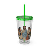 Christian Jesus with Children Tumbler — 16oz Clear Travel Cup with Straw