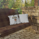 Faith, Devotion, Coffee, Praise -- Cozy Outdoor Throw Pillow