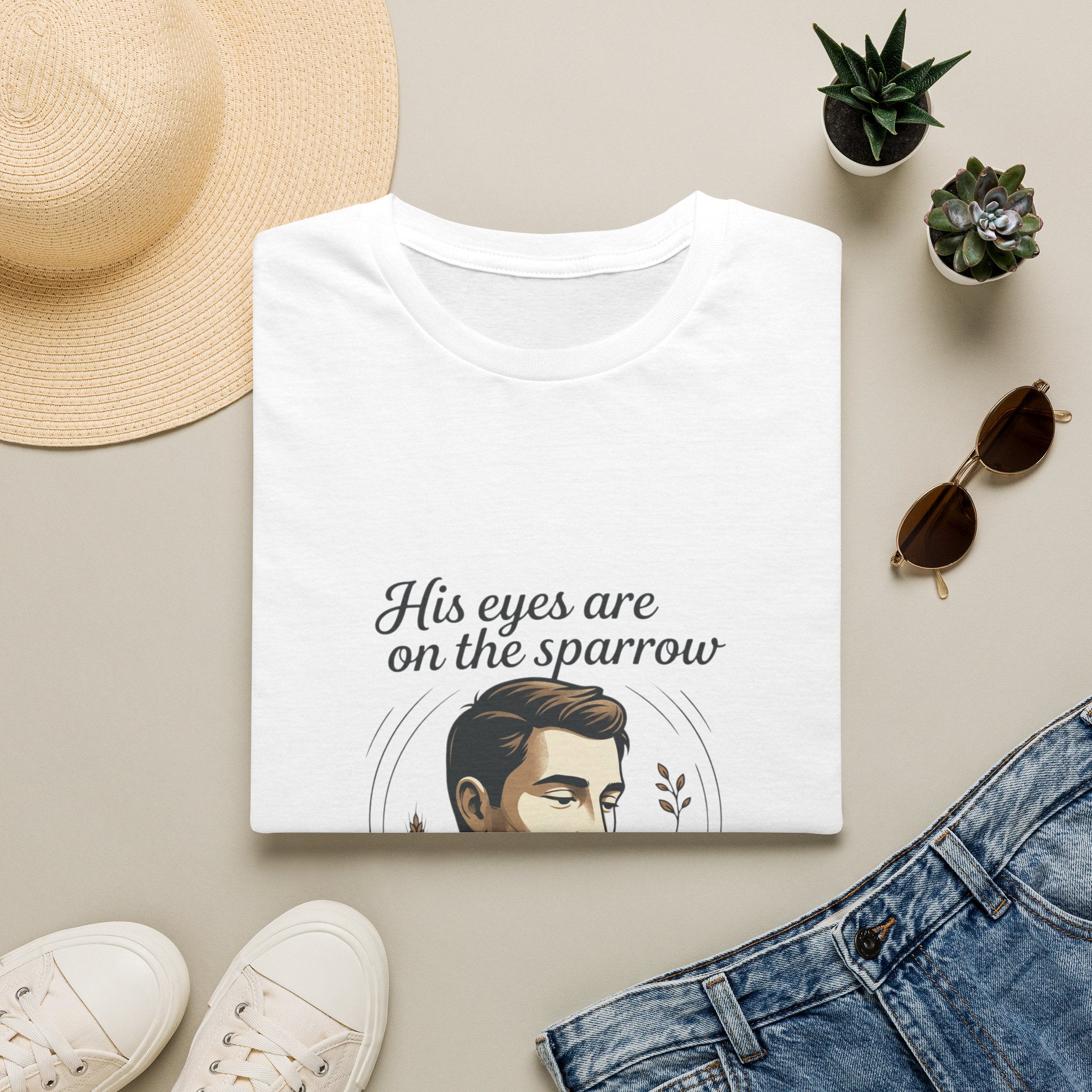 T-Shirt — "His Eyes Are on the Sparrow" Inspirational Faith Graphic