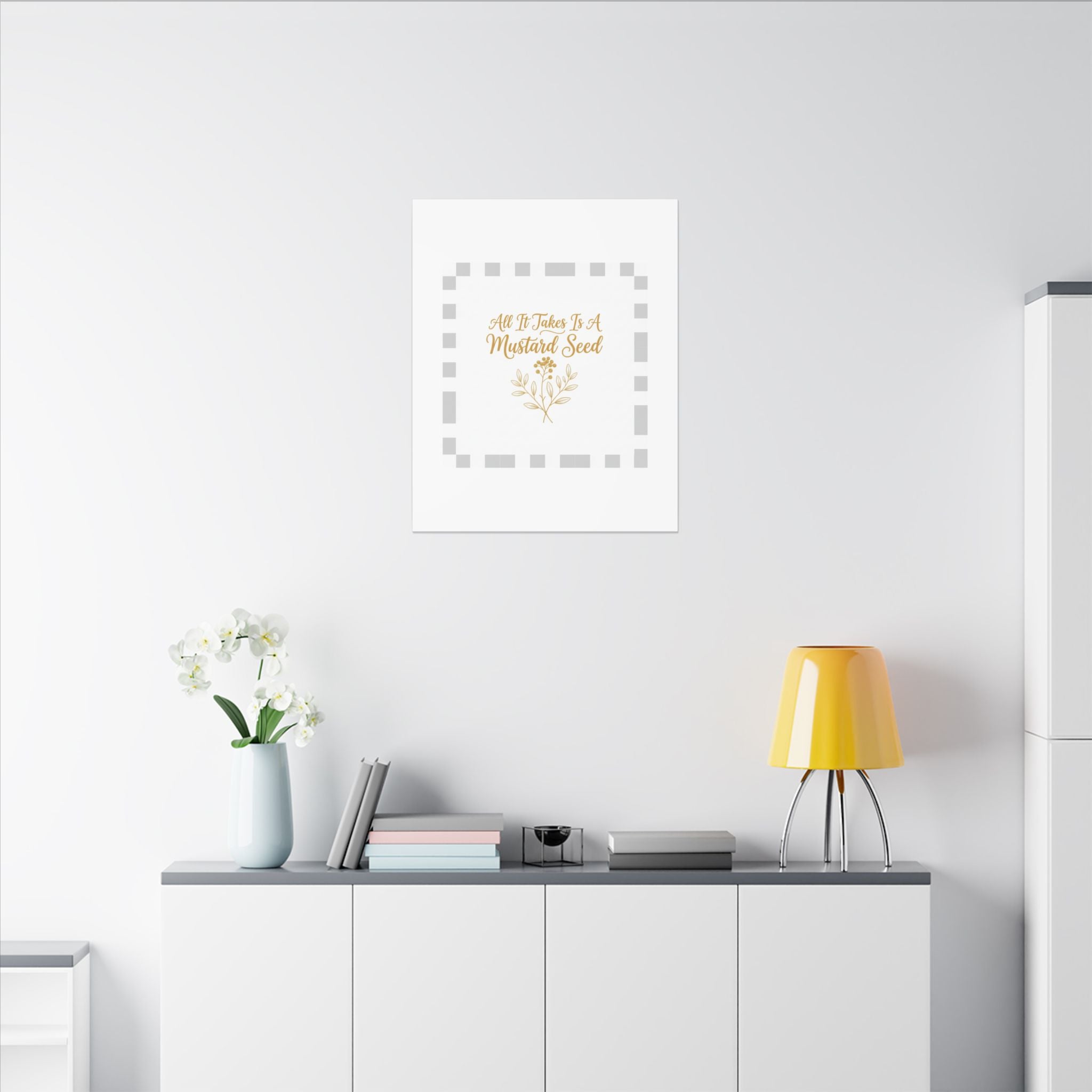 Matte Canvas Wall Art — "All It Takes Is A Mustard Seed" Inspirational Quote Print