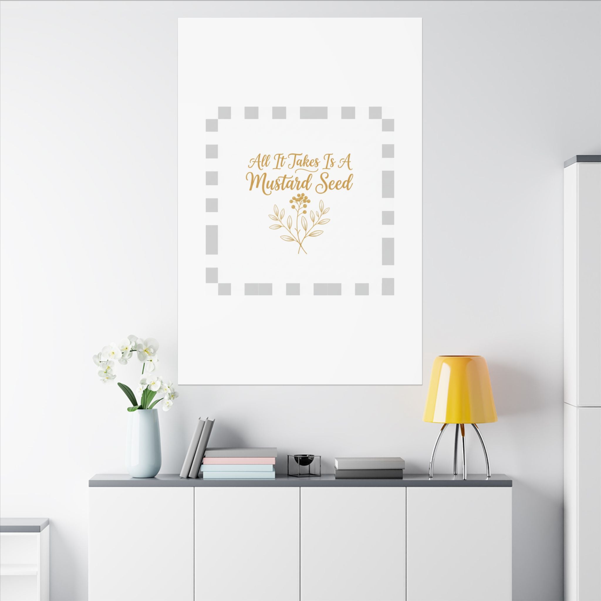 Matte Canvas Wall Art — "All It Takes Is A Mustard Seed" Inspirational Quote Print