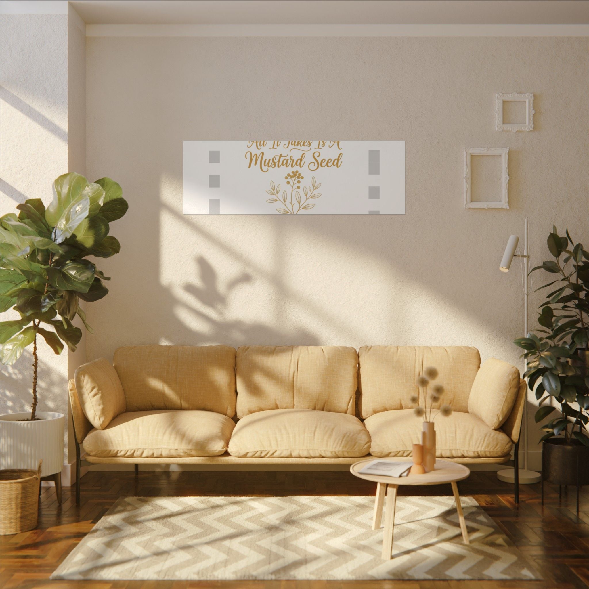 Matte Canvas Wall Art — "All It Takes Is A Mustard Seed" Inspirational Quote Print