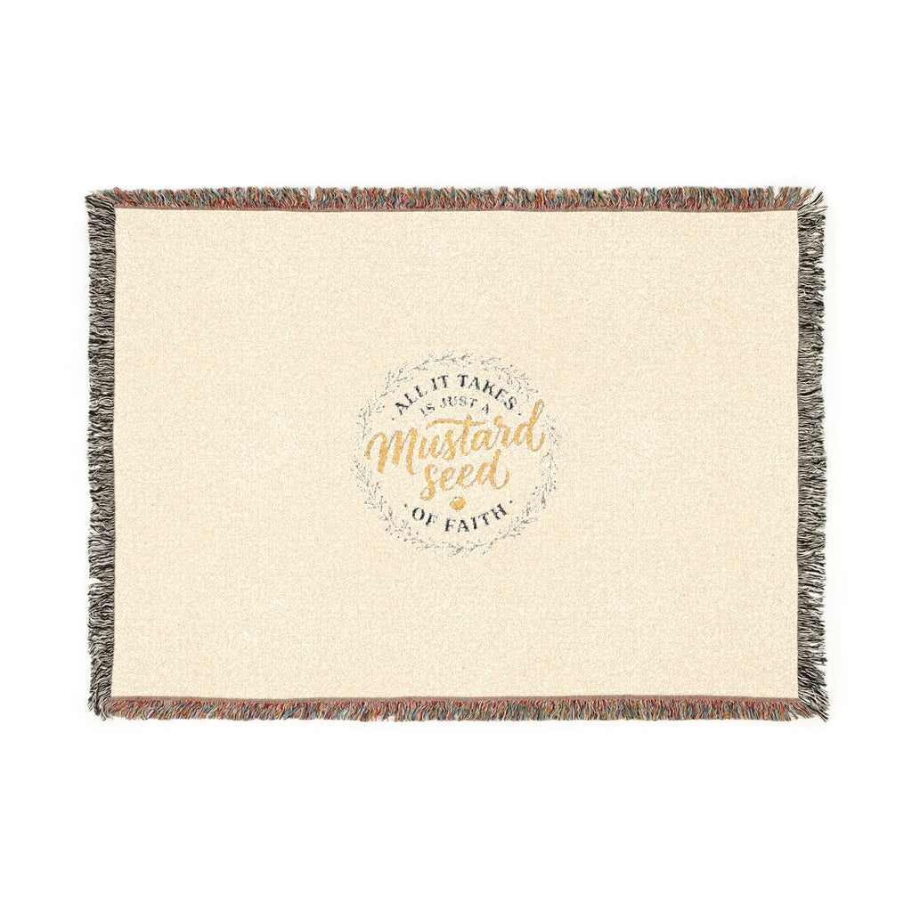 Woven Blanket - "Mustard Seed" Inspirational Fringe Throw