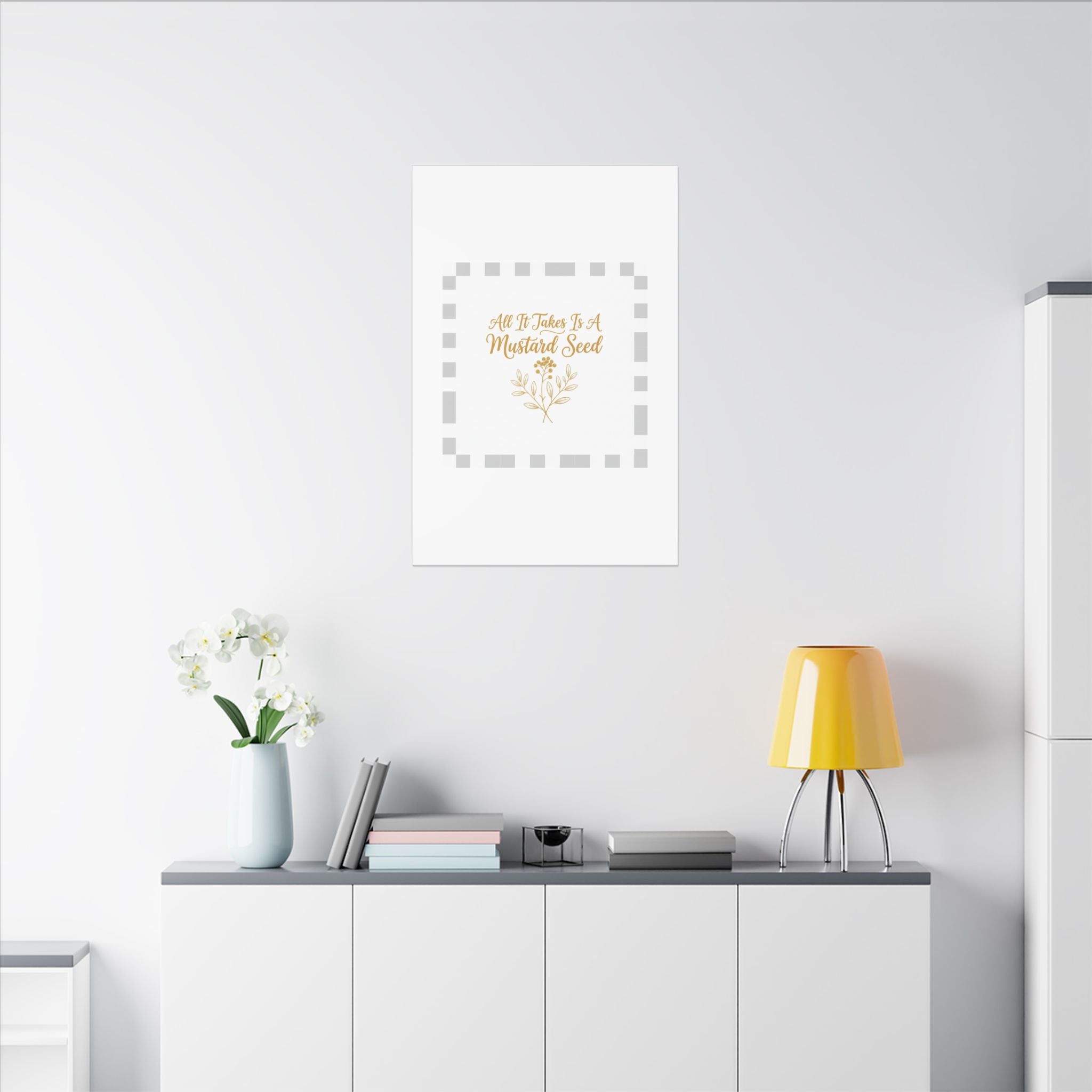 Matte Canvas Wall Art — "All It Takes Is A Mustard Seed" Inspirational Quote Print