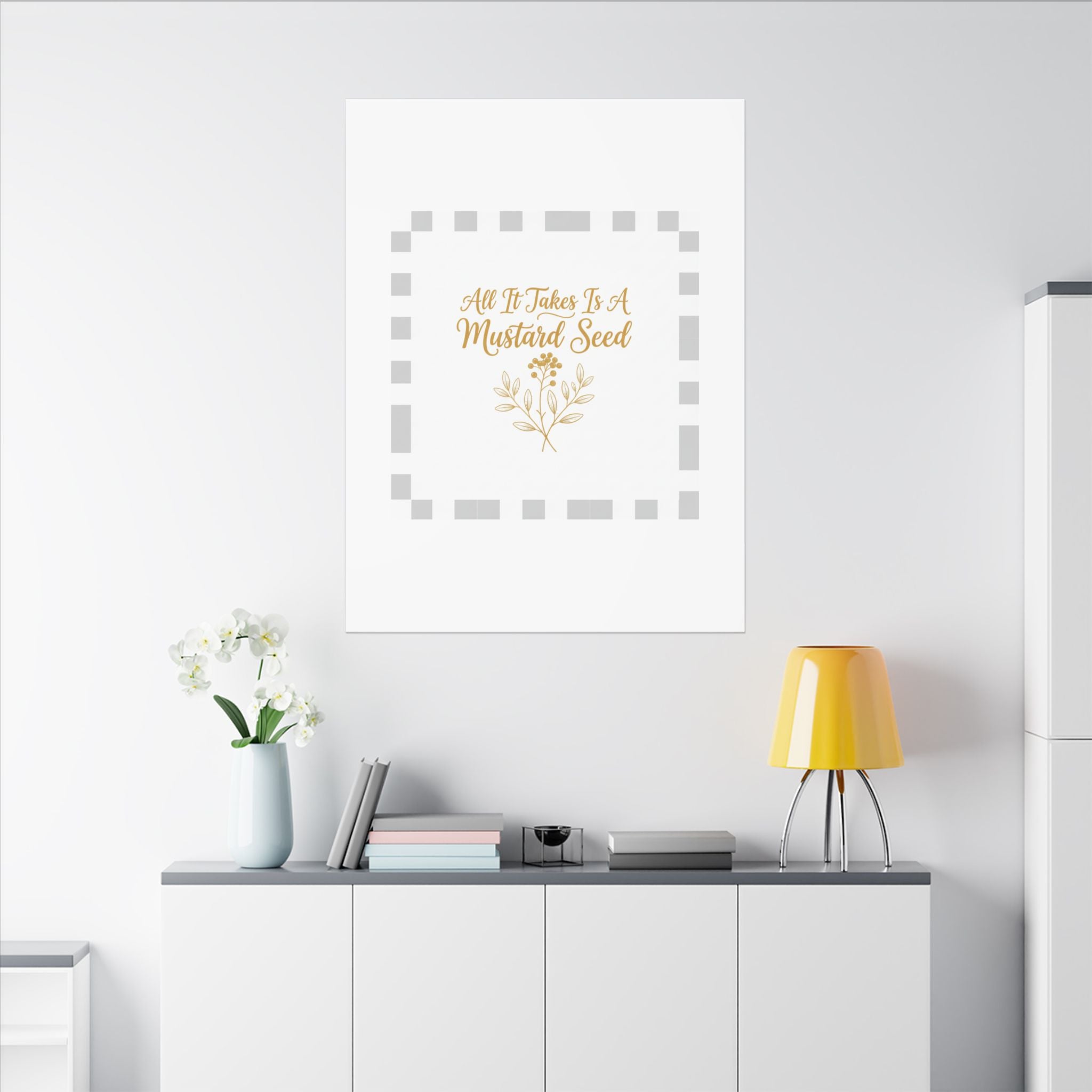 Matte Canvas Wall Art — "All It Takes Is A Mustard Seed" Inspirational Quote Print