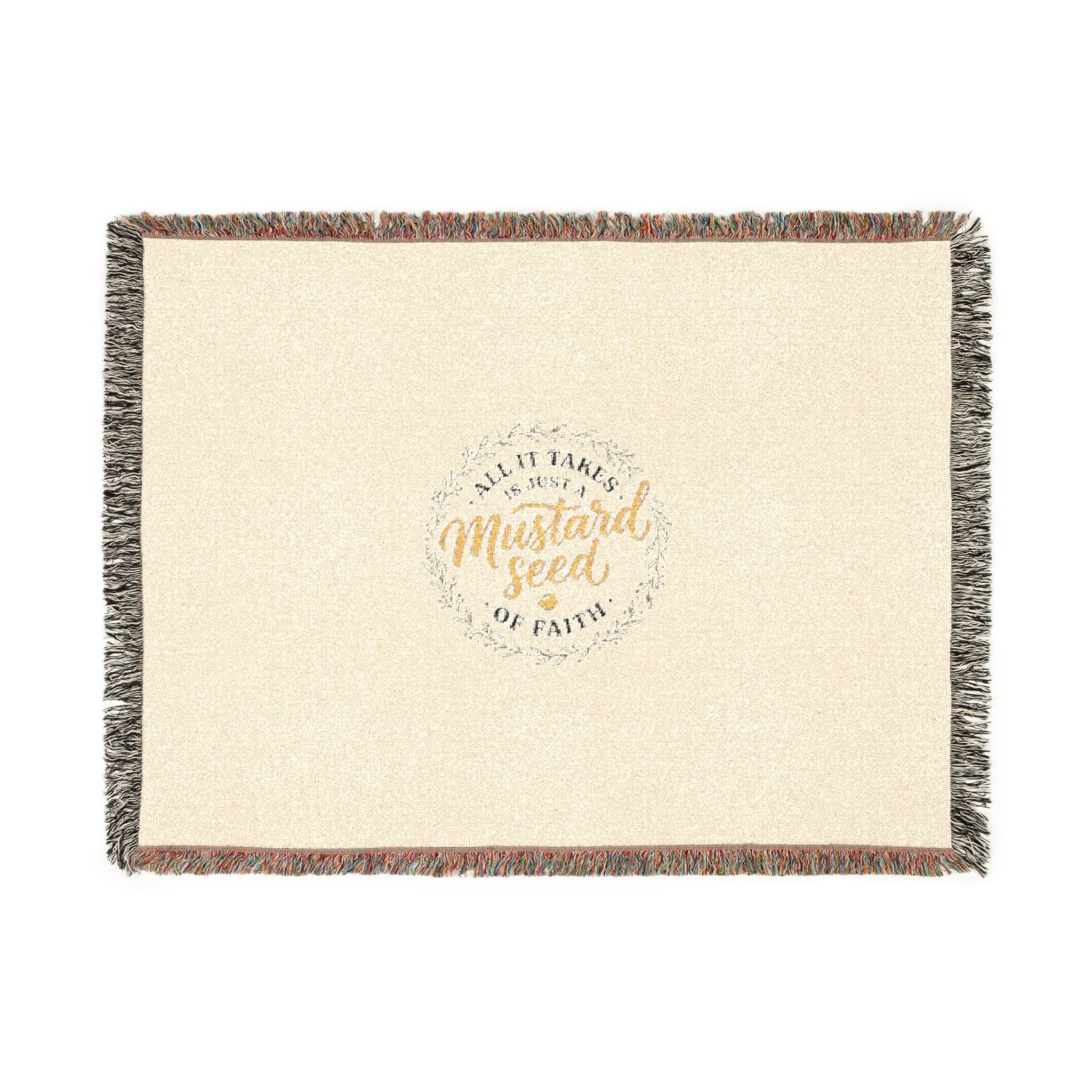 Woven Blanket - "Mustard Seed" Inspirational Fringe Throw