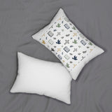 Christian Pattern Lumbar Pillow — Crosses, Doves & Bible Icons Decorative Pillow