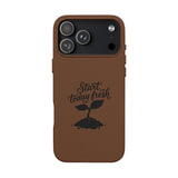Engraved PU Leather Phone Case — "Start Today Fresh" Seedling Design