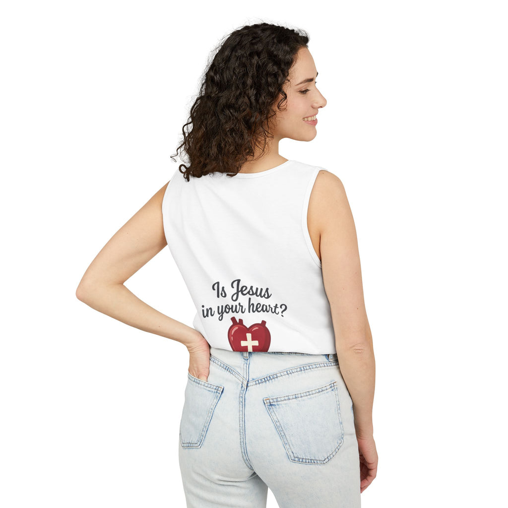 Christian Heart Tank Top — "Jesus Is In My Heart" Faith Graphic Tank